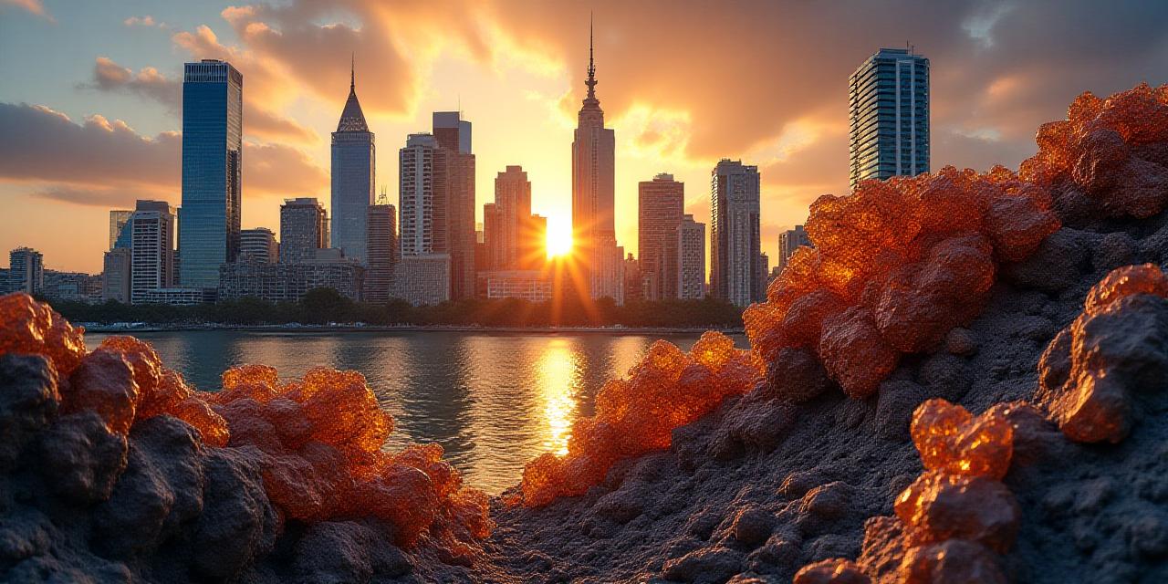 Melbourne Skyline and Mineral Textures